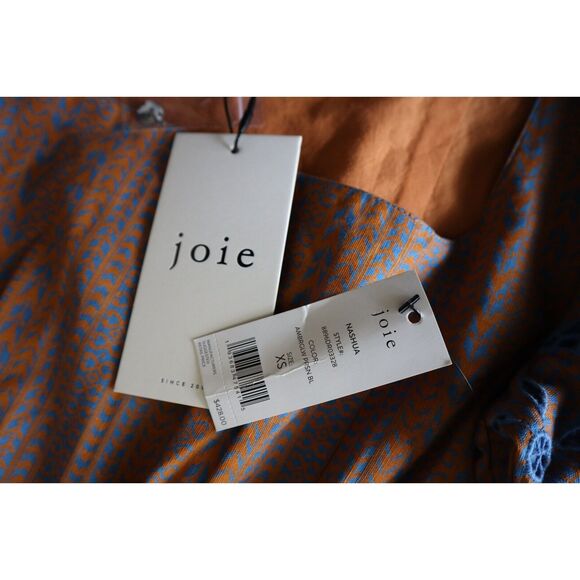 Joie Women's Sz XS Light Brown/Blue Nashua Eyelet Maxi Fit & Flare Dress - Picture 7 of 14